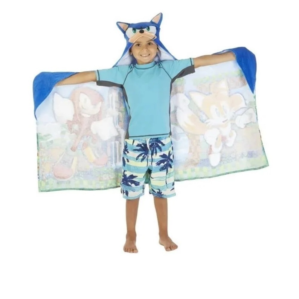 Sonic The Hedgehog, Tails and Knuckles Hooded Towel, 23”x48”